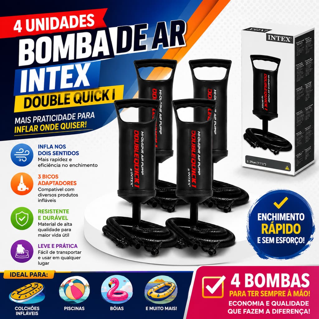 Kit 4 Bombas de Encher Colchão Inflável Piscinas