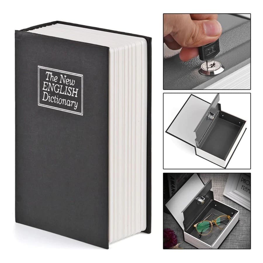 Cofre Camuflado Forma De Livro Dicionário Com Chave Decoração