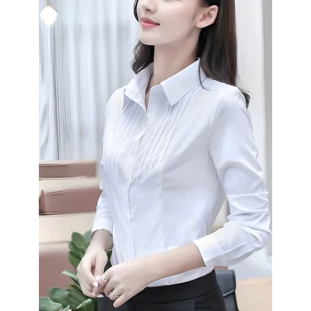 Camisa branca de uso profissional feminina 2026 primavera manga comprida Slim-Fit moda feminina roupa Formal All-Match c
