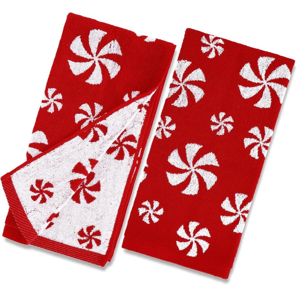 Toalhas de Mão de Natal JarThenaAMCS, Pacote com 2, Vermelho e Branco com Estampa de Bala de Menta, Toalha Decorativa de