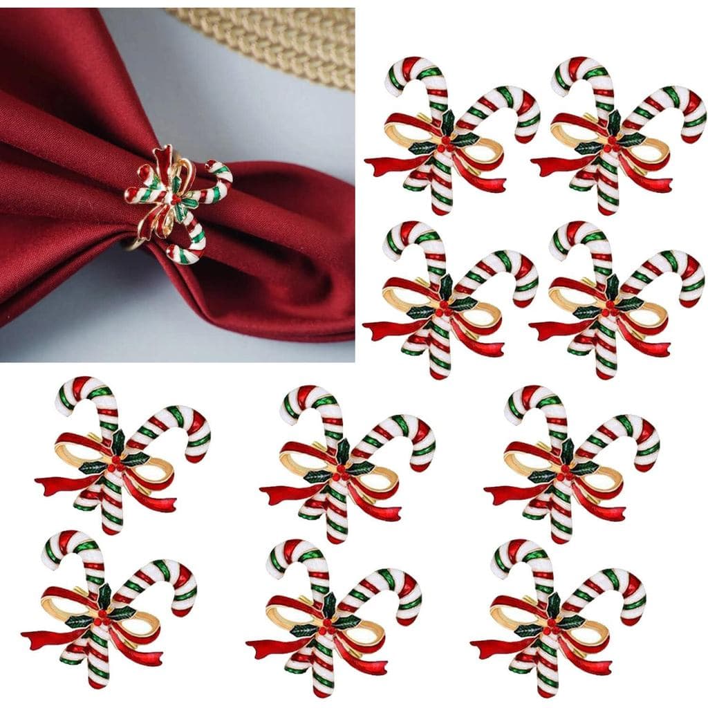 10 Peças de Suportes para Guardanapos de Natal para Decoração de Mesa de Jantar em Casa no Natal e Ação de Graças (Bastã