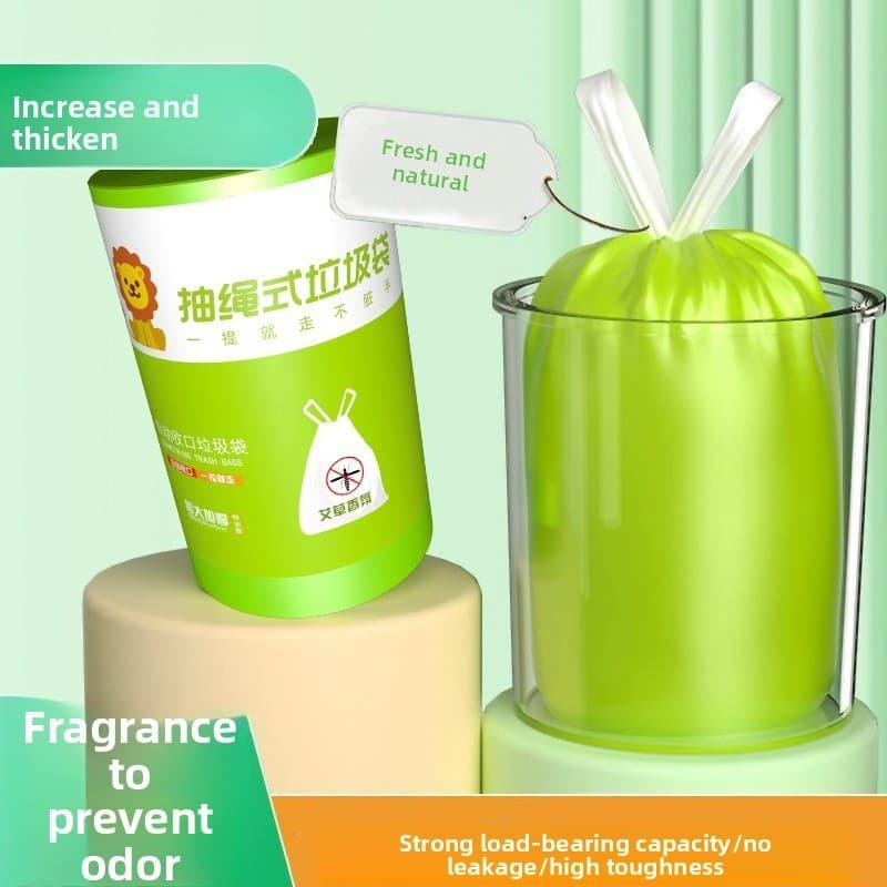 Saco de lixo com cordão de fragrância de absinto Plus Size Extra grosso tipo ponto de interrupção doméstico desodorante