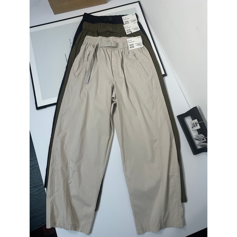 SUMU Primavera Outono Feminino Casual Outline Macacão Calças Lace-Up Machete Foice Calças481028