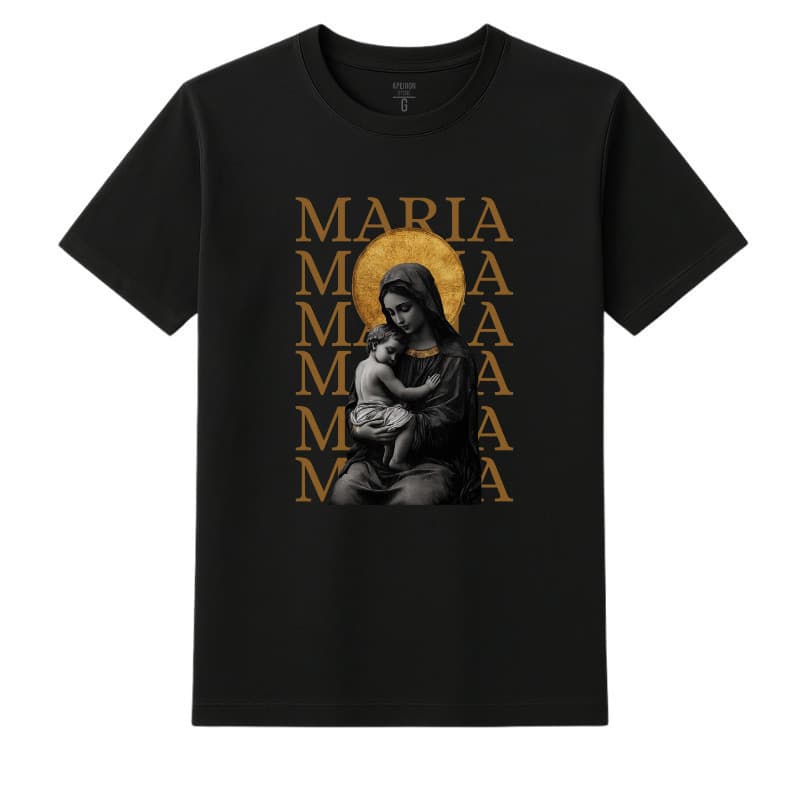 Camiseta Católica Estampada MARIA MARIA MARIA 100% Algodão