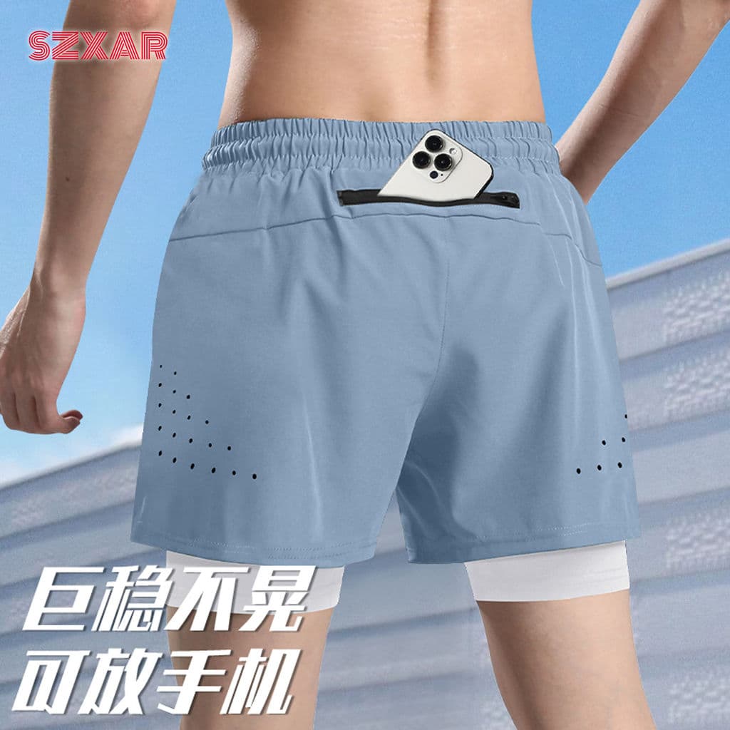 Shorts esportivos masculinos podem colocar ferramenta útil para celular maratona calças de corrida profissionais de seca