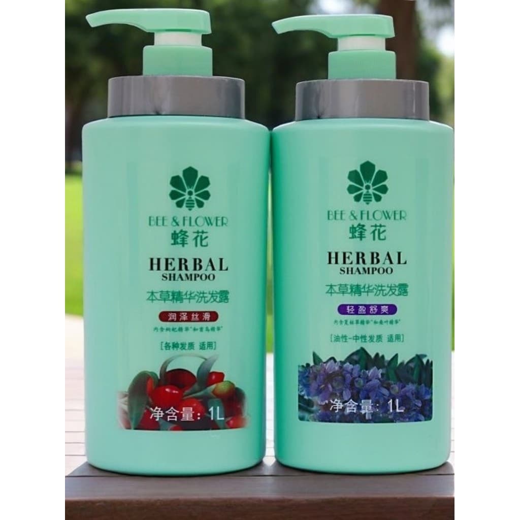 Bee Herbal Essence Shampoo 1L Garrafa Grande Luz Calmante Hidratante Shampoo Sedoso Pacote Familiar Fragrância