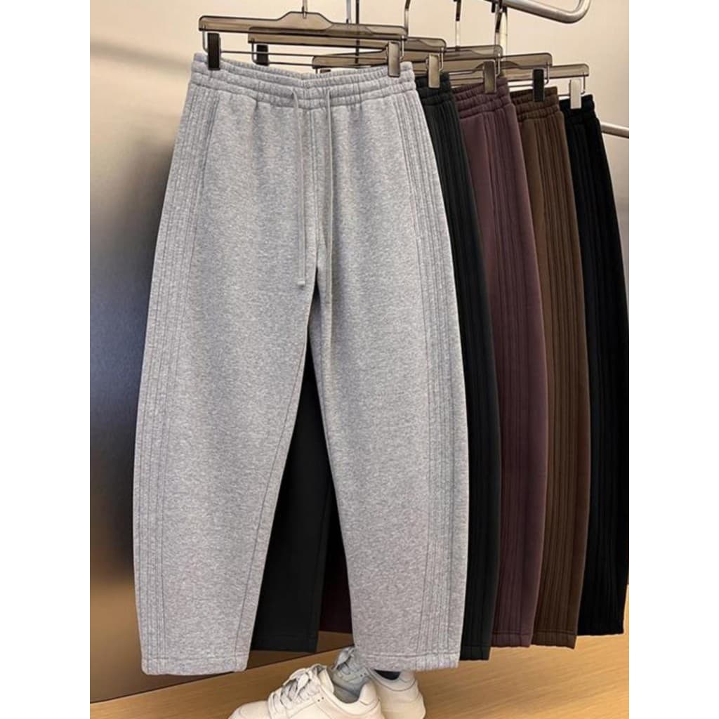 Calças casuais retas masculinas primavera outono inverno 2024 novo estilo solto Machete Sweatpants forro de lã engrossad