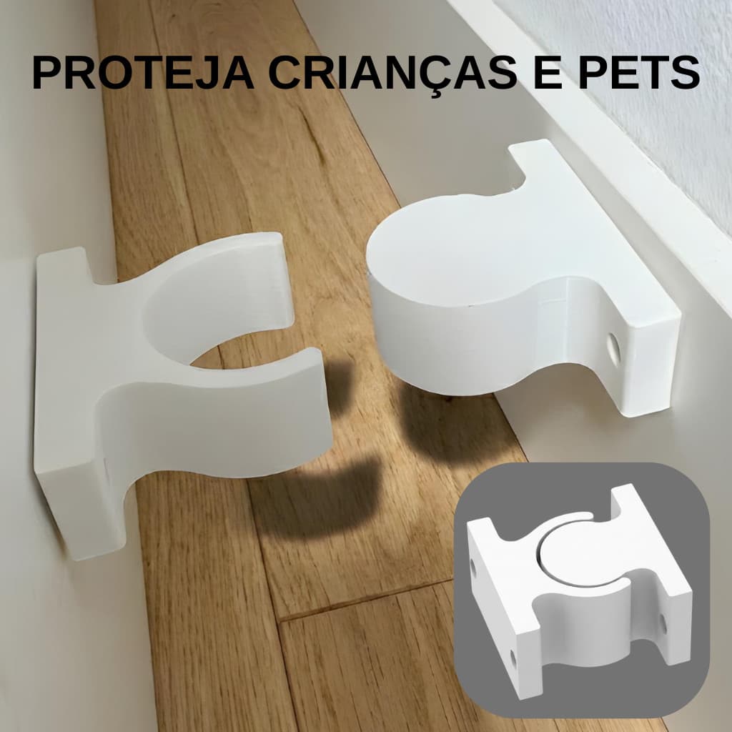 Trava Porta Segurança Infantil Pet Anti Batida Adesiva ou Parafuso Proteção Casa