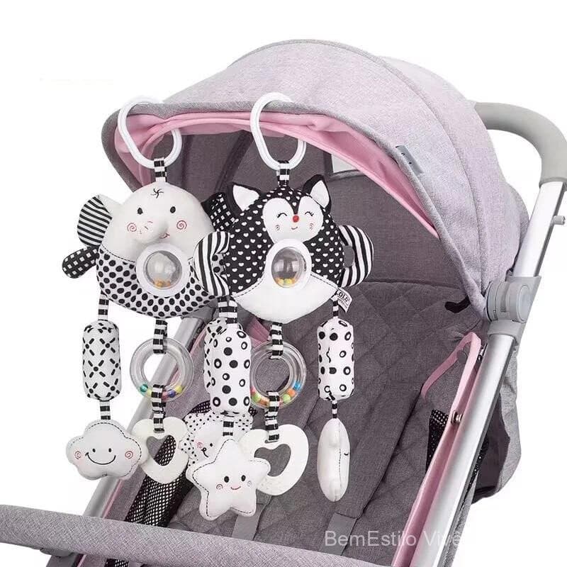 Brinquedos De Bebê Preto Branco Visual Cartoon Carrinho De Passeio Bonecos De Mão Rasgada