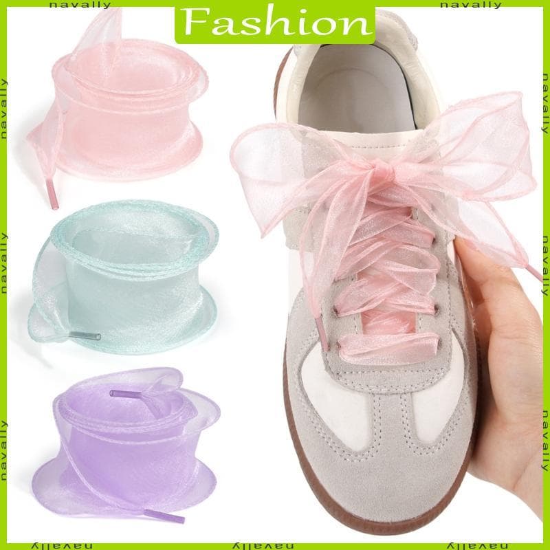 nava Colorido Organza Sapato Renda 140cm Longo 35mm Cadarços Largo Tênis
