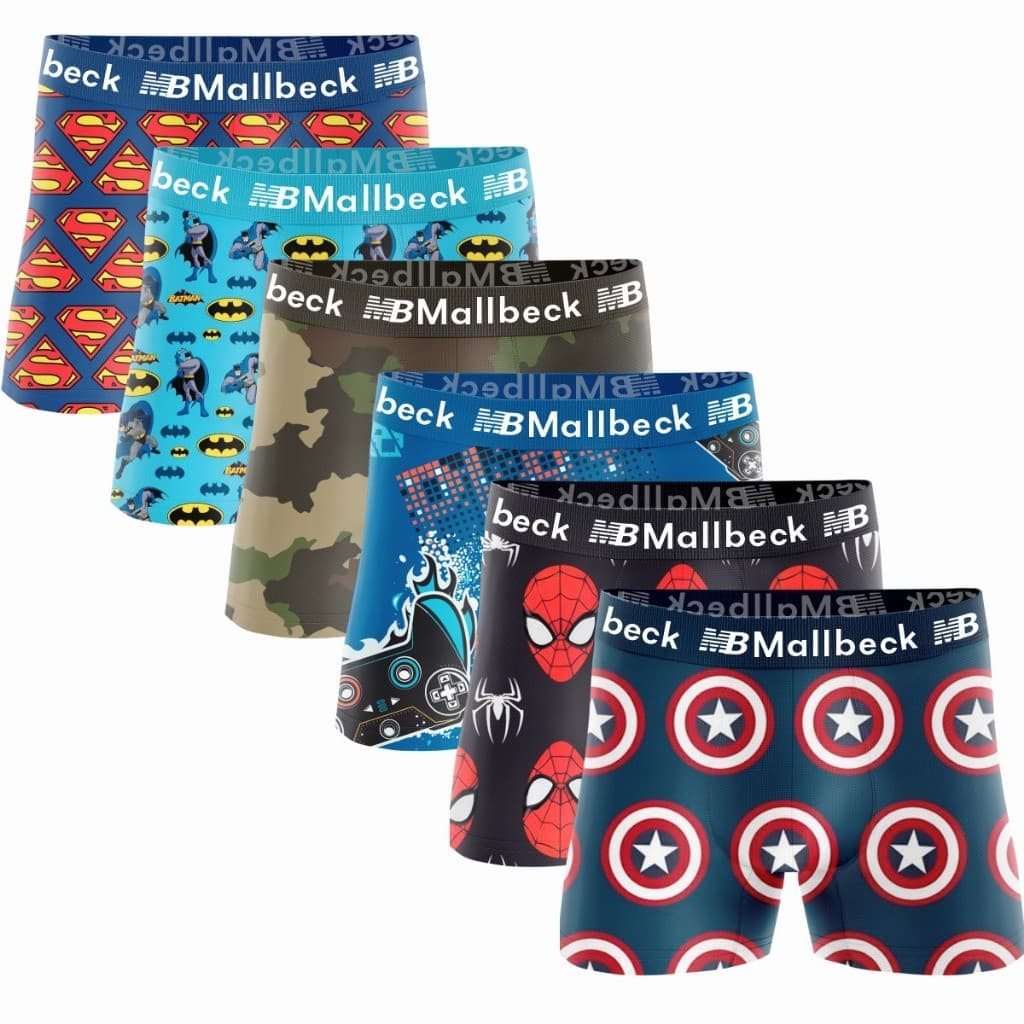 Kit 5 Cueca Boxer Infantil Mallbeck Microfibra Personagens