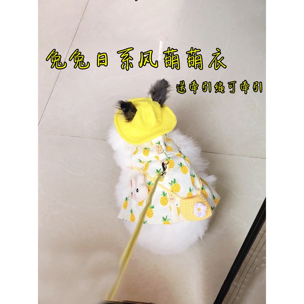 Japonês bonito estilo coelho roupas de estimação coelho moda roupas algodão chapéu tração roupas corda tração ajustável