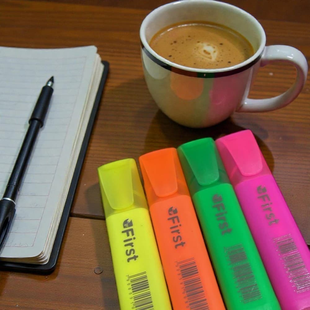 Kit Marca Texto Neon 4 Cores Fluorescente Destaque Estudo Escola Escritório