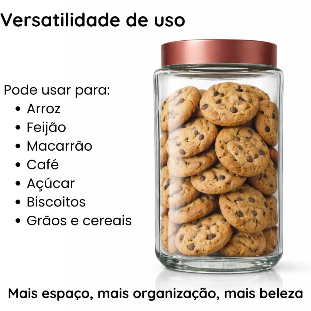 Pote de Vidro Avulso ou Kit  2,100ML Pote Quadrado com Vedação de Rosca cor Rose Metalidaza