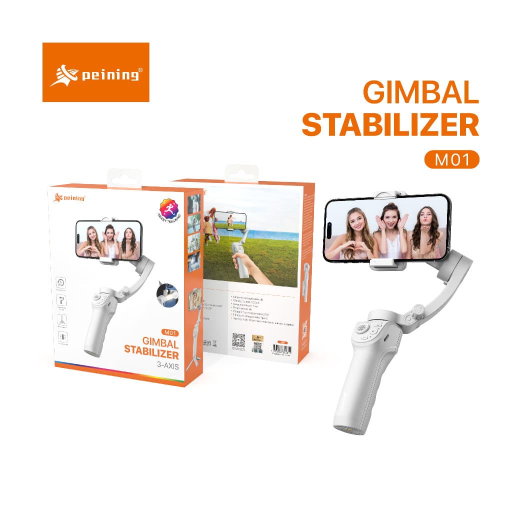 Estabilizador 3 Eixos PEINING M01 – Gimbal para Celular com Anti-Tremor, Controle Inteligente e Modo Selfie