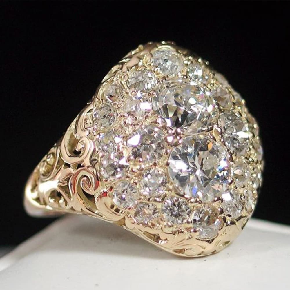 925 Prata Esterlina Lindo Cor De Ouro Anéis De Casamento Nupcial Zircônia Cúbica Completa Brilhante Senhora Acessórios D