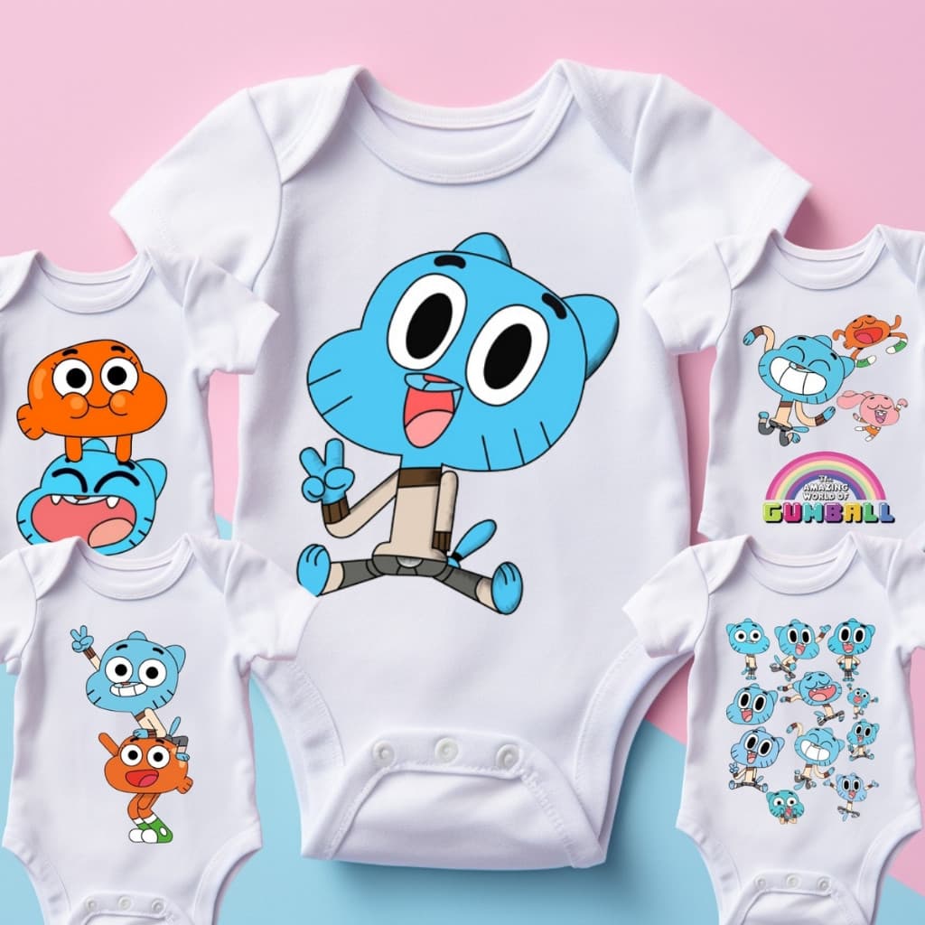 Body Incrivel Mundo de Gumball  e Darwin Personalizado | Roupinha Criativa para Bebê ! Preço baixo