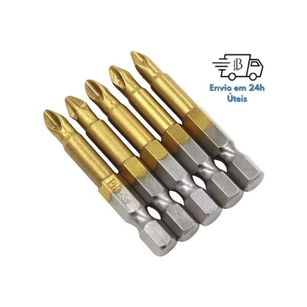 Jogo de Bits Magnético Bronze 5 peças PH2 Anti-Derrapante Impacto