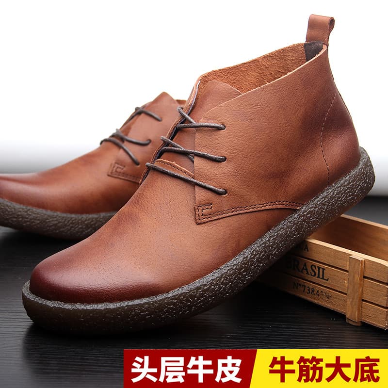 Botas Martin retrô masculinas, botas curtas da moda, couro genuíno britânico, sapatos de cano alto, sapatos masculinos d