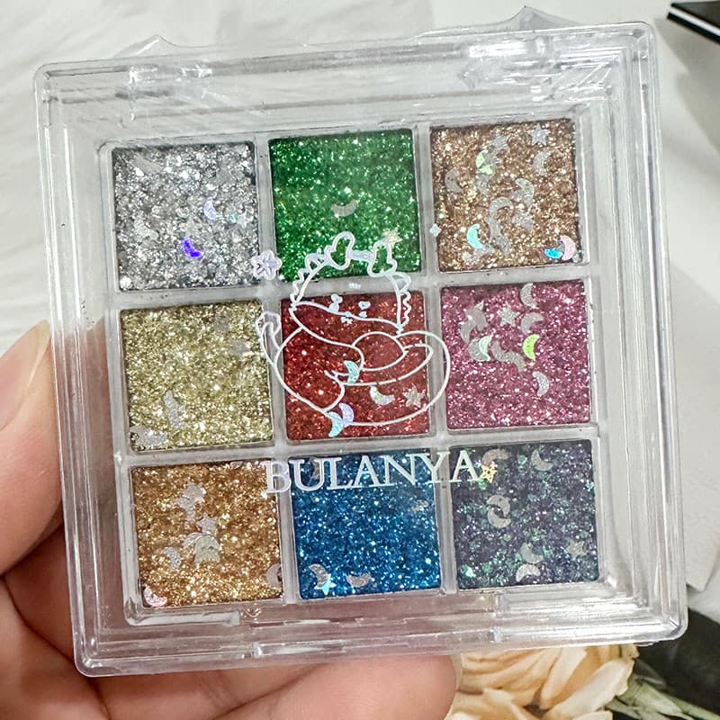 Blanya paleta de sombras de lantejoulas de vidro de nove cores perolado fosco Glitter lantejoulas maquiagem cosméticos m