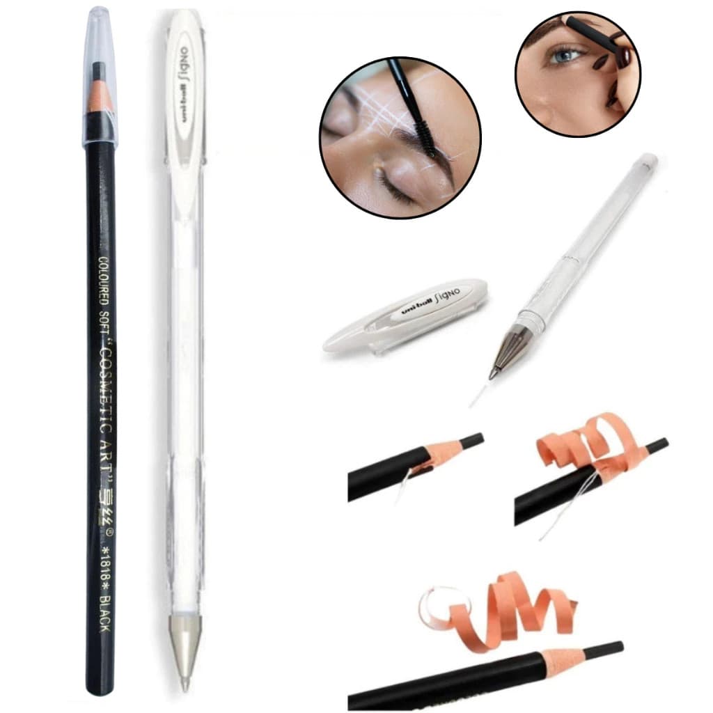 Lápis Dermatográfico + Caneta Gel Branca Kit Design de Sobrancelhas