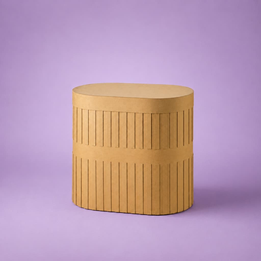 Mesa Oval Média Ripada Duplo Cilindro Festa Novidade Mdf Premium Cru Festas