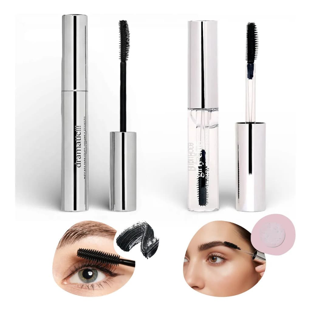 Kit Máscara De Cílios E Gel Sobrancelhas Fixador Ruby Rose