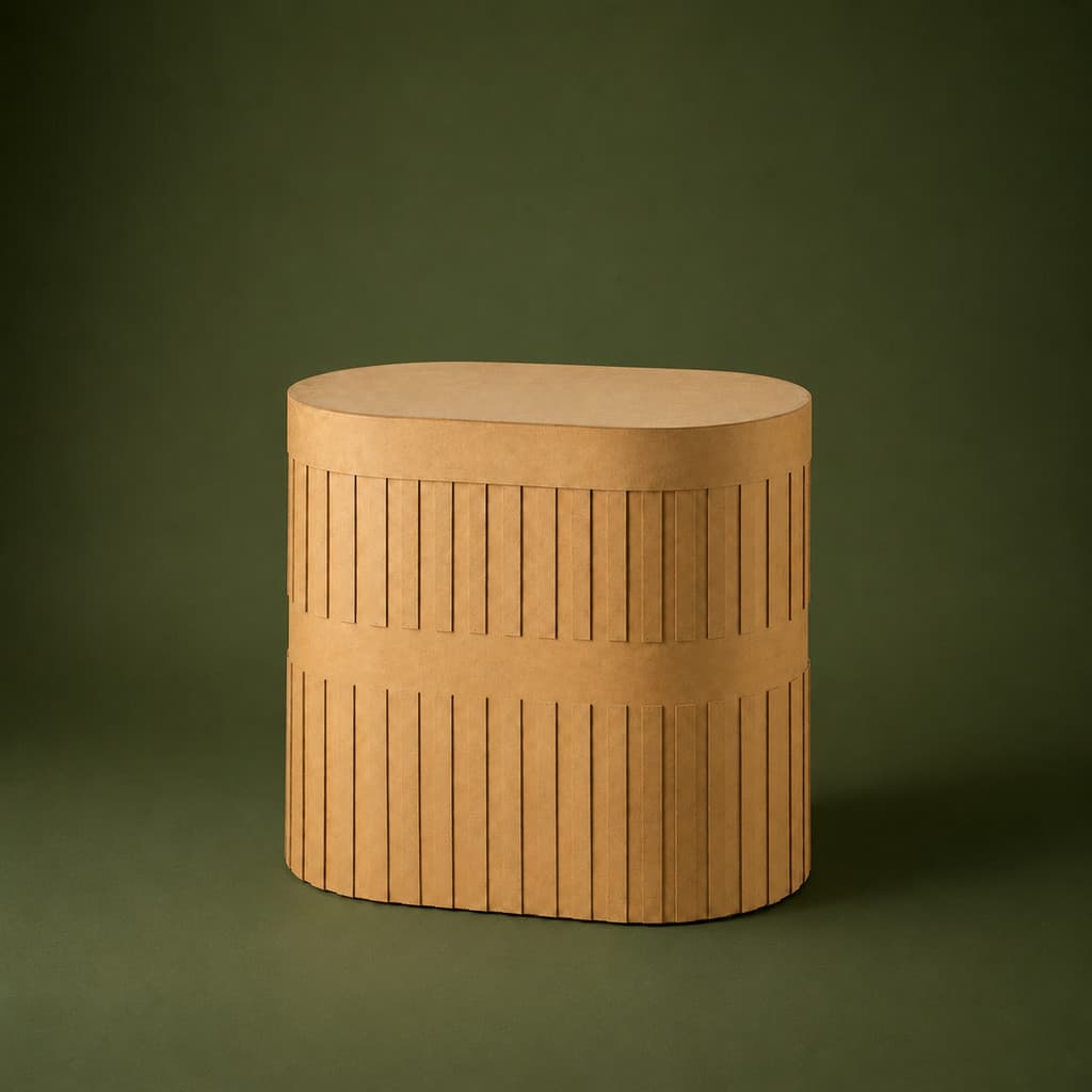 Mesa Oval Média Ripada Duplo Cilindro Festa Novidade Mdf Premium Cru Festas