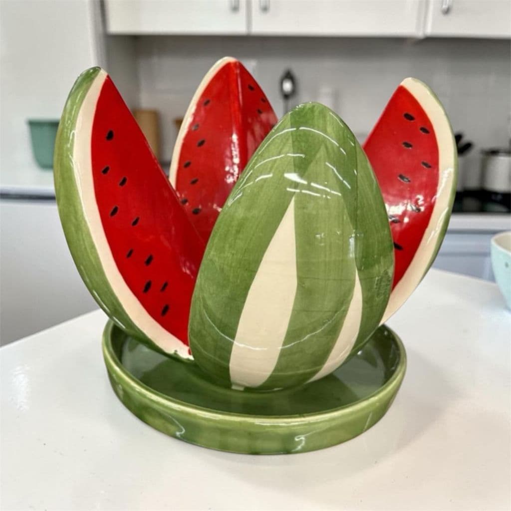 Centro de Mesa Enfeite Melancia Com Prato Enfeite Decoração Ceramica