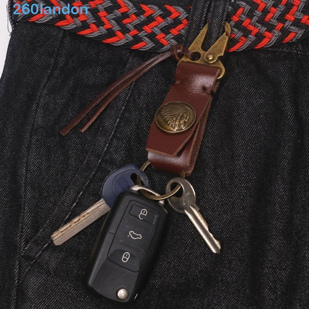 Chaveiro De Couro Genuíno LANDON , Porta-Chaves Retrô Pendurado Na Cintura , Clássico Vintage Carro Keychian