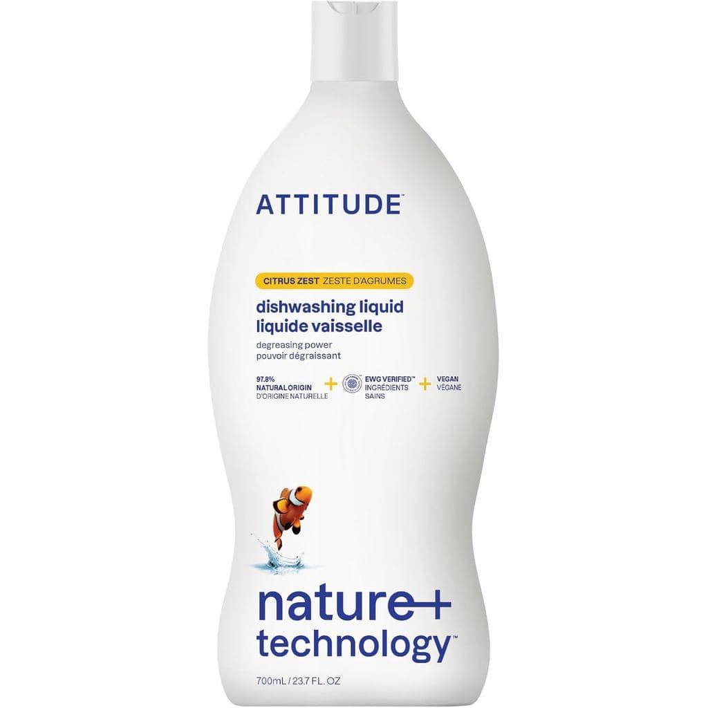 Detergente para Louça ATTITUDE, Verificado pela EWG, Líquido para Lavar Louça à Base de Plantas e Vegano, Derivado de Fo