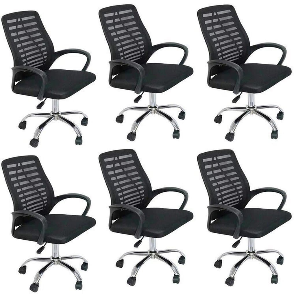 Kit 6 Cadeiras de Escritório Diretor Tela Mesh Cádis Preto Rivatti Cadeira Diretor