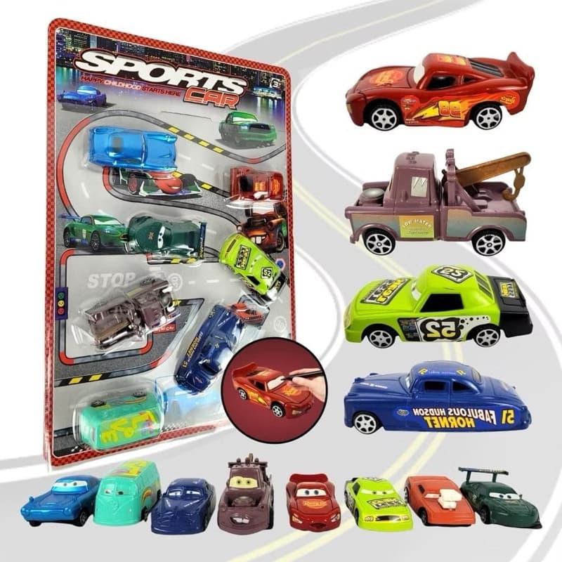 Kit Carrinhos de Fricção Disney McQueen Relâmpago Coleção 6 ou 8 Unidades