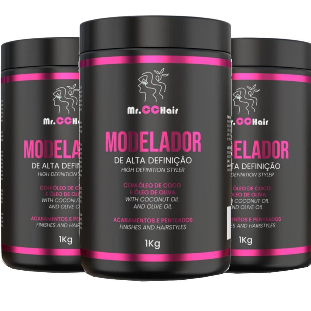 Kit 3 Modeladores de Alta Definição 1kg Kit Trancista Pomada Modeladora