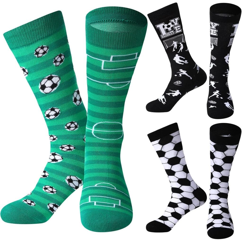 Coume 3 Pares de Meias de Futebol para Homens e Meninos, Meias Divertidas e Originais, Presentes para Treinadores de Fut