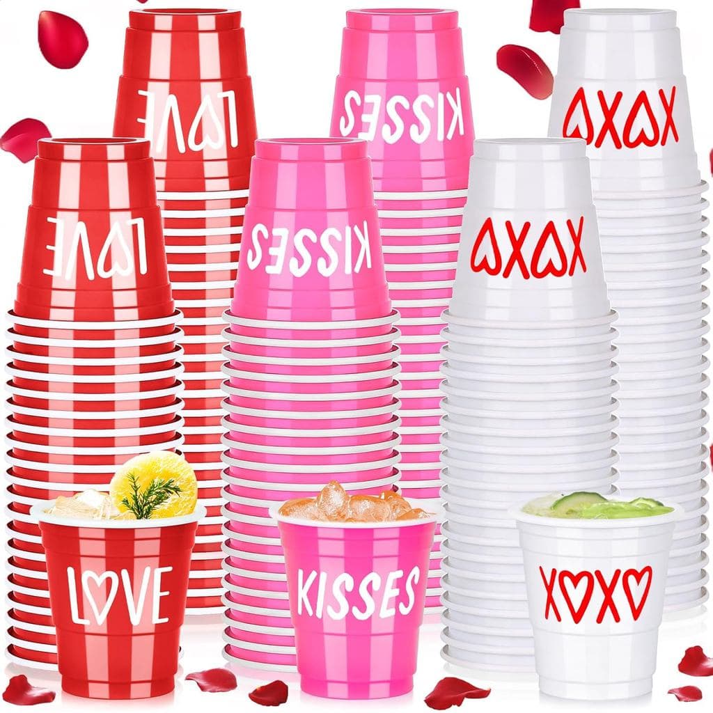 Copos de Shot para o Dia dos Namorados - Celebre Casamentos, Aniversários e Amor com 100 Copos de 2oz nas Cores Vermelha
