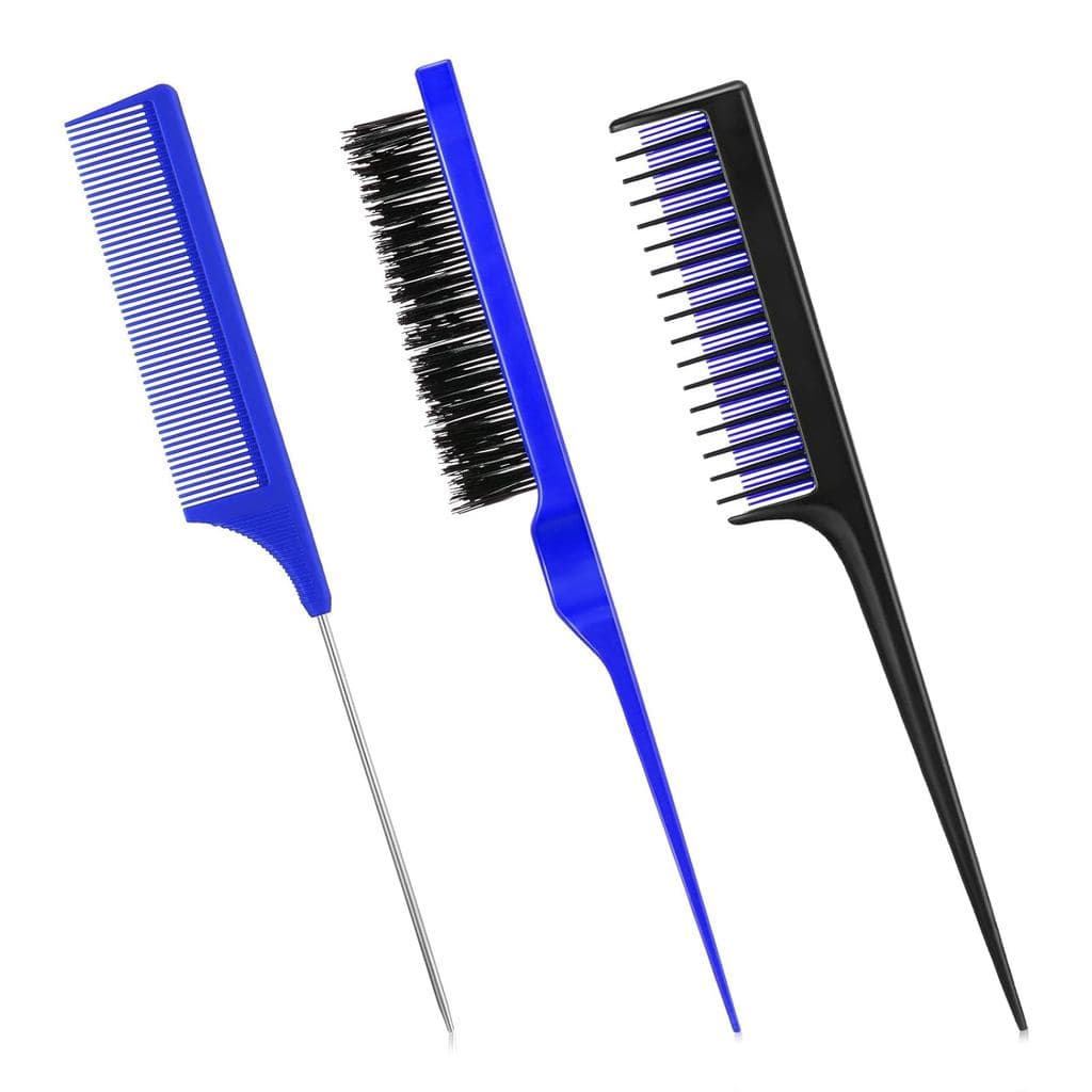 Conjunto de 3 Peças para Estilização de Cabelo Feminino Patelai - Escova de Cabelo Macia, Pente de Cabo Fino e Pente Tri
