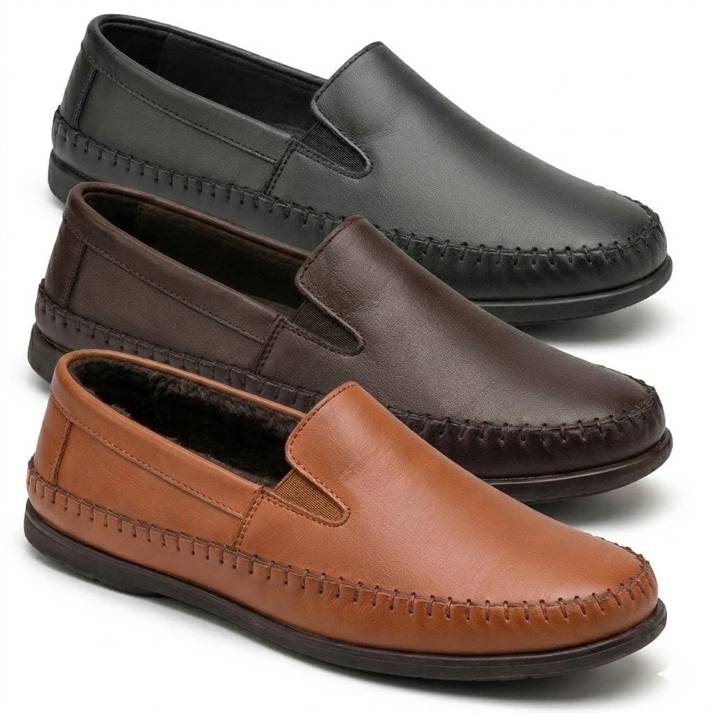 Mocassim Masculino de Couro Ecológico Confortável – Sapato Casual Elegante, Leve e Antiderrapante para Dia a Dia