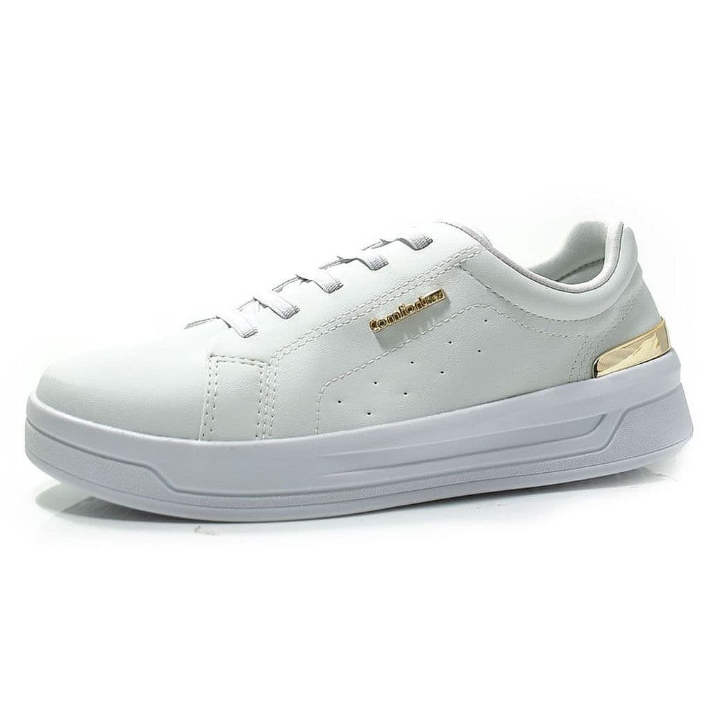 Tênis Feminino Flatform Estilo Casual Metalizado Comfortflex