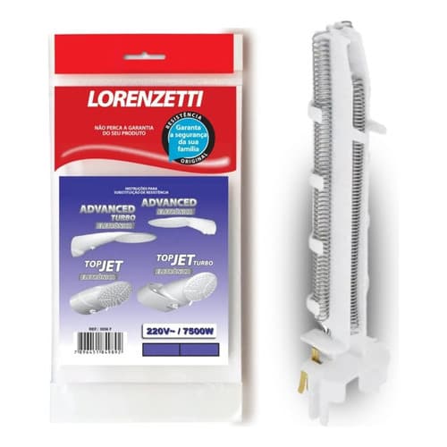 Resistência Ducha Advanced Eletrônica e Top Jet Eletrônica Lorenzetti 7500W 220V Original