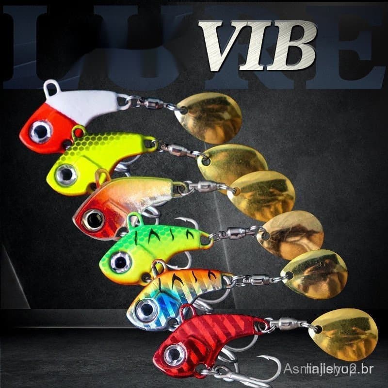 6pcs/1.9-3.3cm/5-20G Isca Metal Vib Vibração Vib lantejoulas Mar Pesca Isca de água doce Rotating Micro Vib Bait