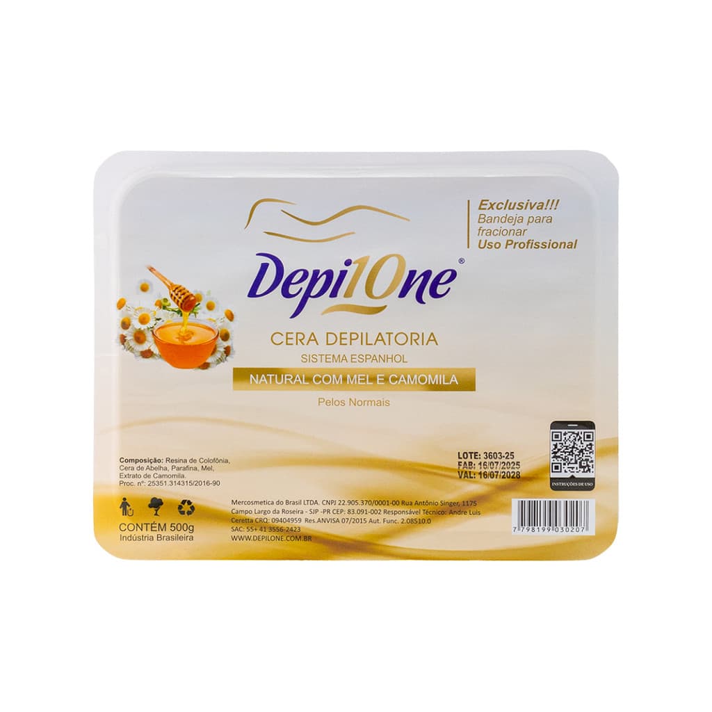 500g - Cera Quente Depilatória Mel Camomila Depil one