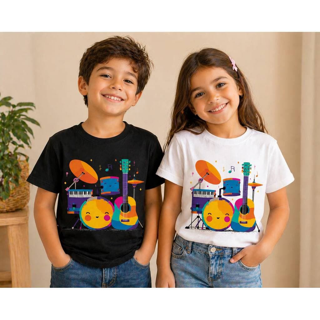 🧸 Camiseta Infantil Estampa Musical Colorida 🎶