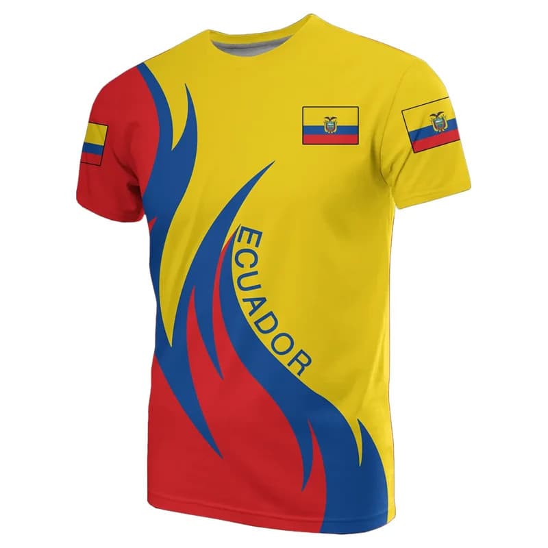 Bandeira Do Equador 3D Impresso Camiseta Das Mulheres Dos Homens Camisetas Esportivas Tripulação Pescoço Manga Curta Cri