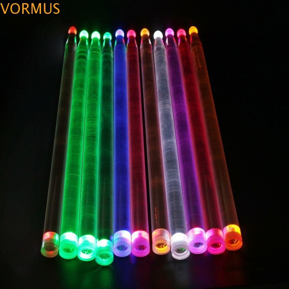 VORMUS 2 Unidades De Baquetas Iluminadas , Bastão De Tambor Luminoso Acrílico Que Brilha No Escuro 5A , Luz Brilhante