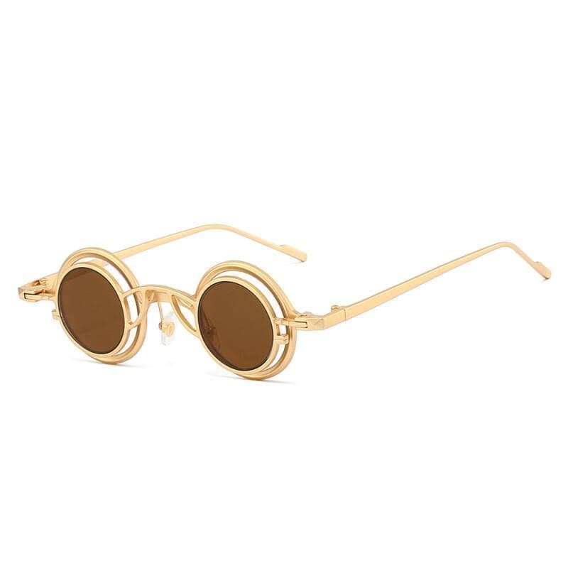Novo Retro Redondo Dois Em Um Titânio Puro Óculos De Sol Feminino Y2K Personalidade Estilo Steampunk Masculino Vidro UV4