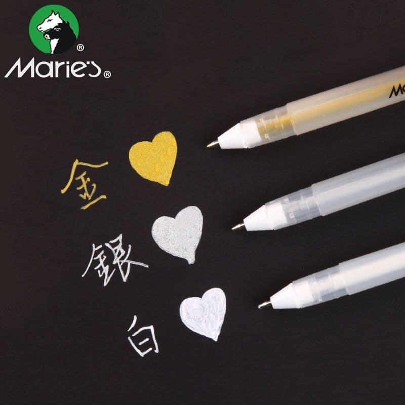 Conjunto de marcadores brancos Marley Caneta de pintura para esboço de estudante de arte Caneta de esboço de recarga de