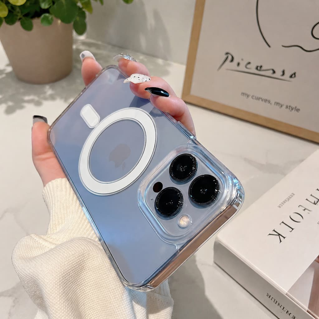 Capinha Transparente com Suporte Magnético para iPhone 11–17 Pro Max | Ultra Proteção Antiqueda