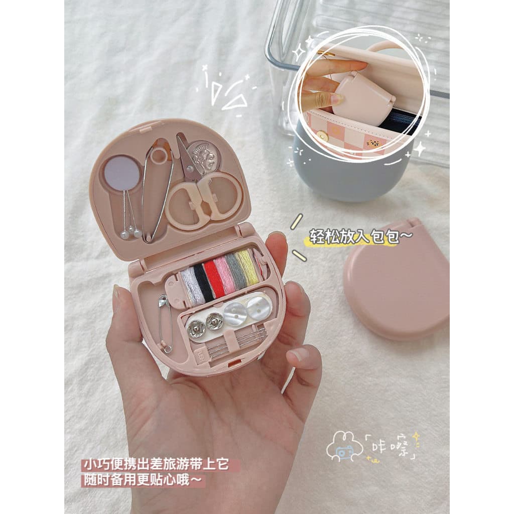 Bonito Mini caixa de costura multifuncional doméstico portátil conjunto dormitório estudante multicolorido Kit costura a