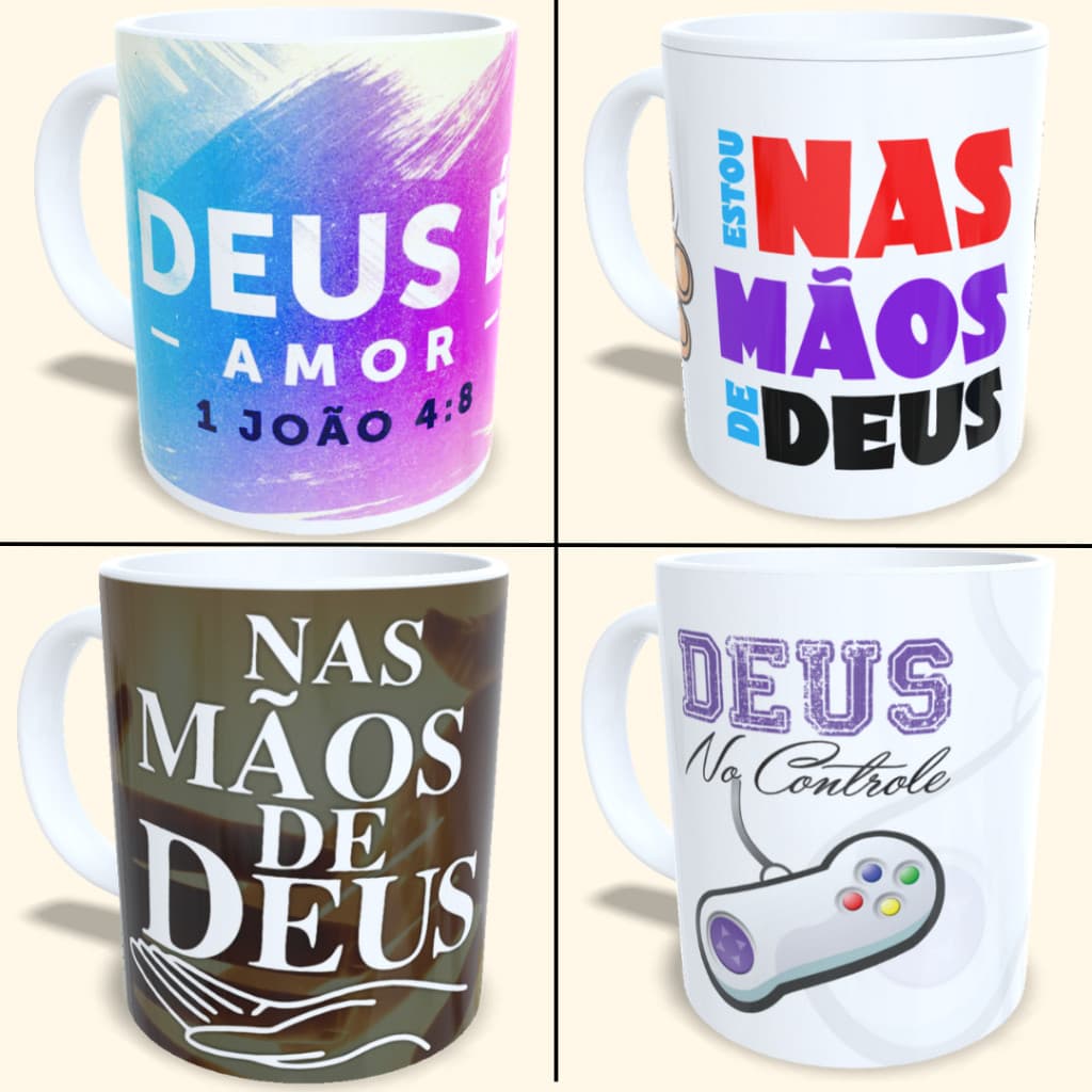 Caneca Nas Mãos de Deus / Deus no Comando! Vários Modelos! Envio em 24 horas!